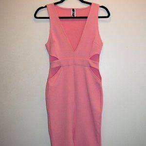 Sexy Baby Pink Dress with Open Sides and Deep V